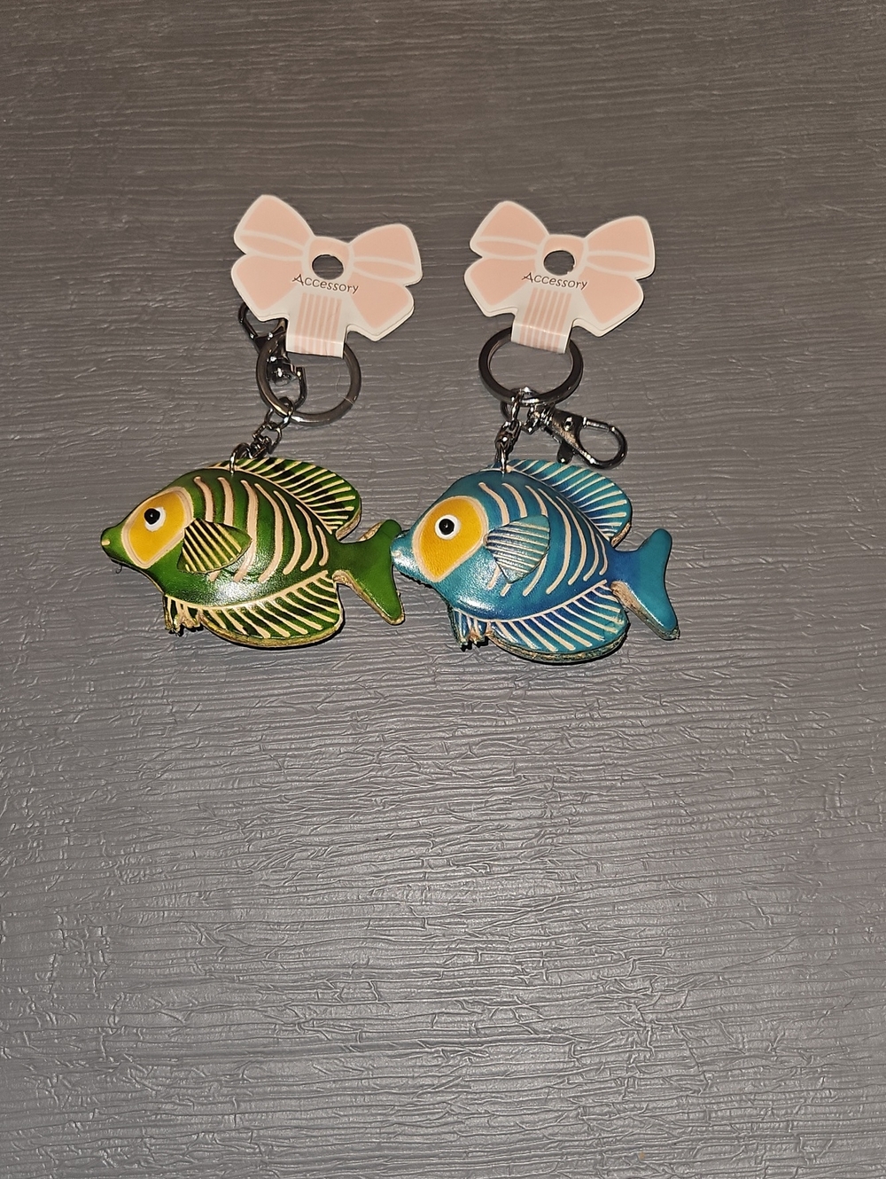 Leather 3d Fish Keychains. New